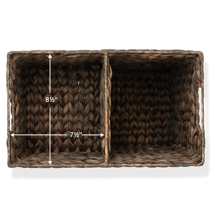 Casafield Stair Step Basket with Handles, Espresso Dark Brown - Woven Water Hyacinth Staircase Basket Storage Bin Organizer - color: Espresso - Hyacinth