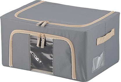 Fuji Boeki 63511 Storage Box, Width 15.4 x Depth 11.4 x Height 7.9 inches (39 x 29 x 20 cm), Gray, 5.6 gal (22 L), with Small Window, Stackable - color: Grey (Grey Marl), size: 22L