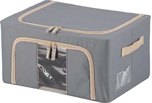 Fuji Boeki 63511 Storage Box, Width 15.4 x Depth 11.4 x Height 7.9 inches (39 x 29 x 20 cm), Gray, 5.6 gal (22 L), with Small Window, Stackable - color: Grey (Grey Marl), size: 22L