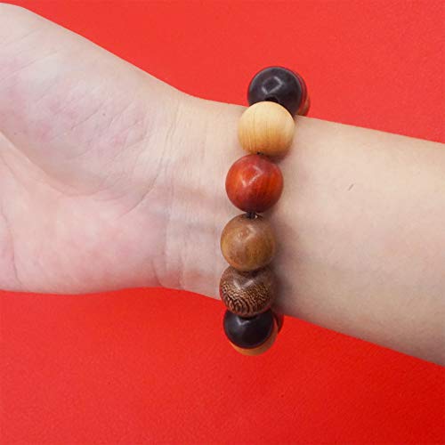 Tibetan Bracelet Mala Buddhist Buddha Meditation 15mm Natural Wood Bead Men Elastic Prayer Bracelet