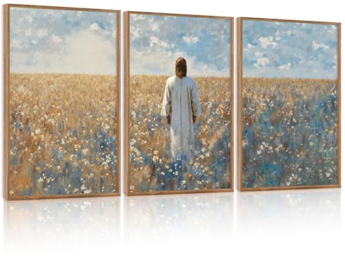 CHDITB Inspirational Jesus Framed Canvas Wall Art Set, Christian Spiritual Wall Decor, Modern Divine Artwork Painting, Vintage Religious Art Prints for Living Room Bedroom Church Decoration 16"x24"x3 - color: Jesus, size: 16"L x 24"W