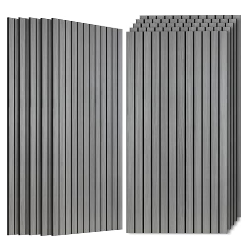 10 Pack Acoustic Panels for Wall, Soundproof Panels with Simulated Wood Grain Finish, 47.2”x23.6” Decorative Acoustic Wall Panel for Office,Home Theater,Studio,Living Room, Gray Oak - color: Gray Oak, size: 10 PACK