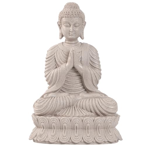 Buddha Statue for Home Decor Beige White-Buddha Statue Big for Spiritual 17.7''-Buddha Statues for Zen Decor -Buddha Decor for Living Room–Indoor Buddha Gift for Shrine,Meditation or Relaxation - color: 81391 Sandstone Buddha