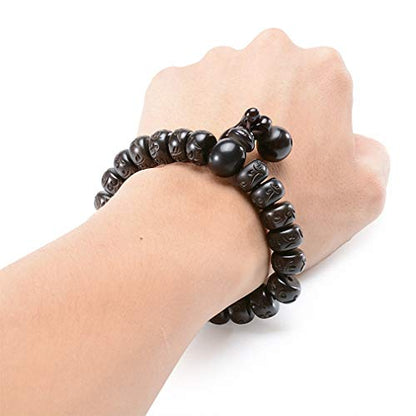 Tibetan Buddhist Mala Buddha Bracelet Natural Wood Bead Bracelet Om Meditation Yoga Prayer Bracelets - color: 15mm, size: 15mm