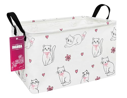 Rectangular Storage Basket Fabric Organizer Bin for Toys,Books,Clothes,Gifts,Pets-Perfect for Home,Office,Nursery,Dorm,Shelf(Rec-Love cat ) - color: Rec-Love cat