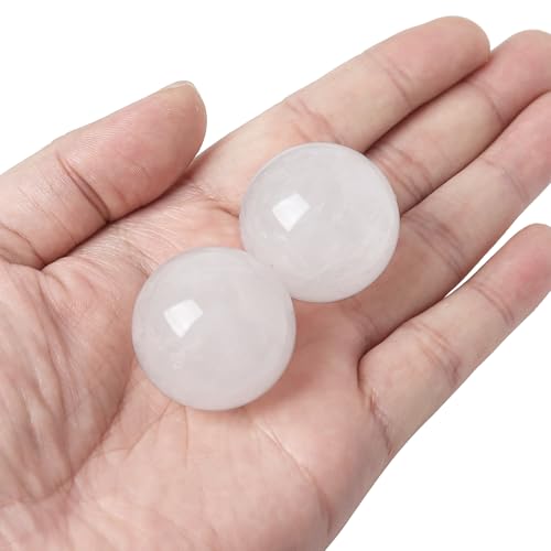 Hand Exercise Balls 30mm for Women - Set of 2 Natural Crystal Stone Spheres - Finger Joint Relief & Stress Relax, Perfect Size for Women's Hands, Rock Quartz - color: Rock Quartz