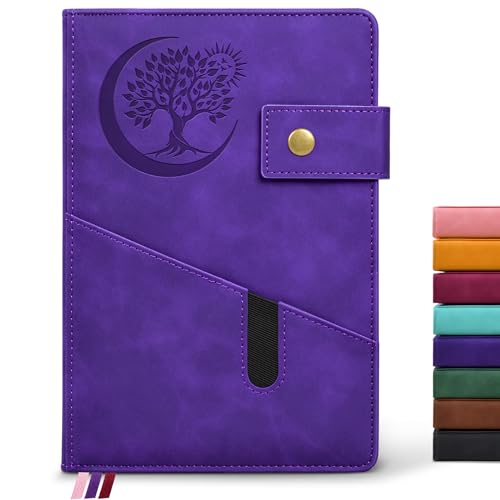 Lined Journal Notebook for Men, A5 Leather Journals for Writing Women, Hardcover Notebooks for Work,School,Note Taking,Travel,Business,Personal daily Diary,200 Page College Ruled (5.9" x 8.4") - color: Purple, size: Lined Page