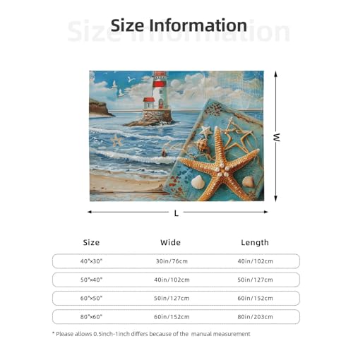 Flannel Throw Blanket 50x40 Inch, Beach Prints Anti-Pilling Warm Fuzzy Blankets for Bed Sofa Couch Travel - color: Beach, size: 50x40 Inch