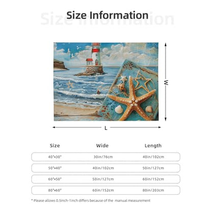Flannel Throw Blanket 50x40 Inch, Beach Prints Anti-Pilling Warm Fuzzy Blankets for Bed Sofa Couch Travel - color: Beach, size: 50x40 Inch