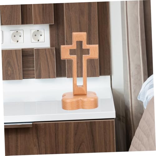 Sosoport Altar Decoration with Stand for Spiritual Faith Natural Wood Grain for Home Religious Settings