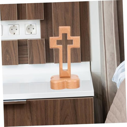 Sosoport Altar Decoration with Stand for Spiritual Faith Natural Wood Grain for Home Religious Settings