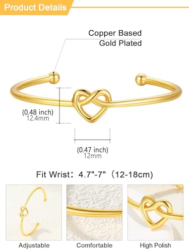 U7 Unisex Simple Cuff Bracelet 18K Real Gold Platinum Plated Fine Bracelets Fashion Jewelry Open Bangle Cuff Bracelets, Twisted or Heart Style - color: D.Knot Bracelet-Gold