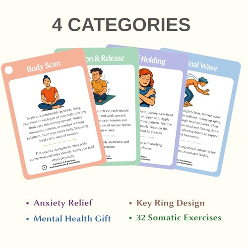 Somatic Therapy Cards for Nervous System Regulation – Self-Care & Coping Skills Exercise for Mental Health Therapists, Mindfulness & Anxiety Relief Tools, Ideal Mental Health Gifts & Therapy Games