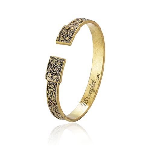 Montana West Wrangler Cuff Bracelet for Women Western Turquoise Adjustable Open Bangle Silver Plated Carved Floral Cowgirl Country Jewelry - color: Gold-Floral