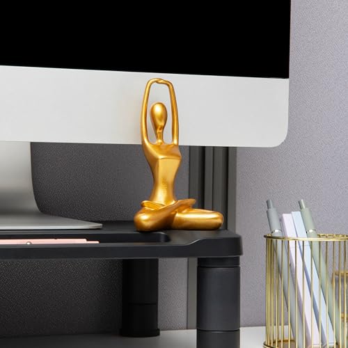 Mind Reader Yoga Figurine Set, Meditation Statues for Home, Office, or Studio Decor, Elegant Mindful Gift, Resin, 2.75" L x 2.25" W x 4.75" H, Set of 3, Gold