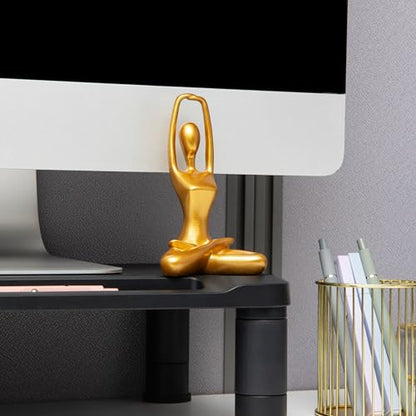 Mind Reader Yoga Figurine Set, Meditation Statues for Home, Office, or Studio Decor, Elegant Mindful Gift, Resin, 2.75" L x 2.25" W x 4.75" H, Set of 3, Gold