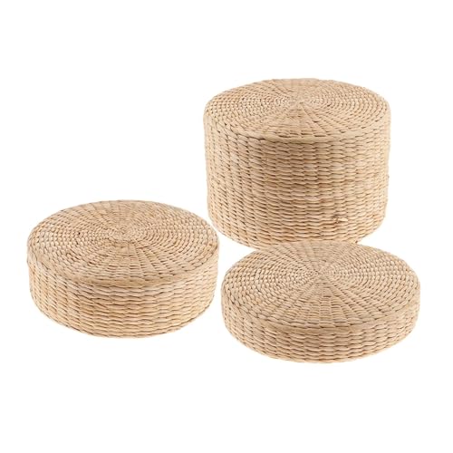 12inch Straw Cushion Tatami Floor Meditation Pillows Buckwheat Couch for Home Decor(30x30x20cm)