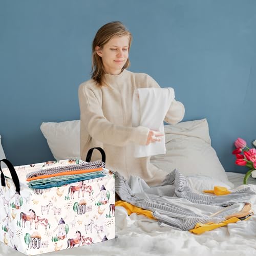 Storage Basket Home Shelf Basket Organizer Box Clothes Laundry Hamper Nursery Bin Gift Laundry Basket with Handles Rectangle Farm Pattern for Home - color: Windmill Animal