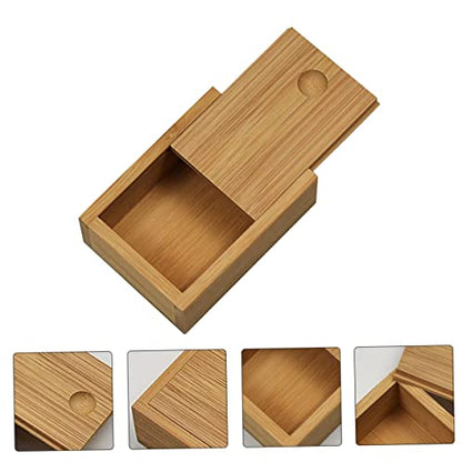 FOMIYES Bamboo Pull-out Lid Storage Box Decorative Jewelry Organizer Desktop Storage Solution for Home and Office Natural Finish Practical Design