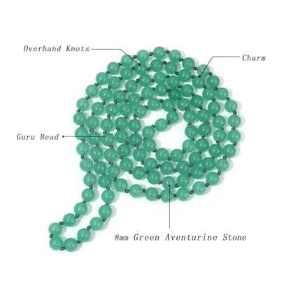 Beaded Necklace Hand Knotted for Woman - color: Green Aventurine 1