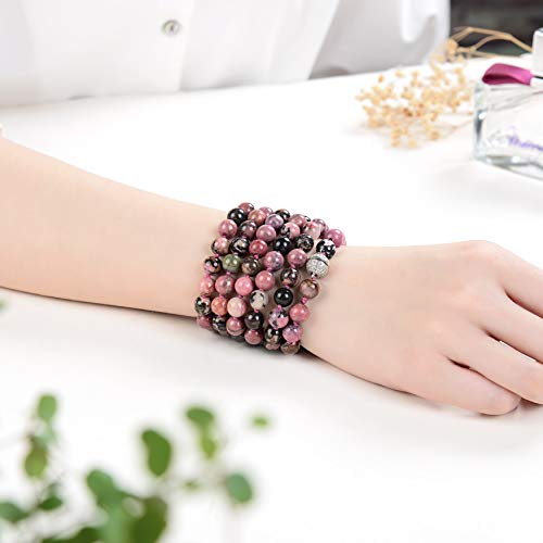mala Beads Necklace for Women Man, mala Bracelet, Prayer Beads Necklace - color: rhodonite no tassel