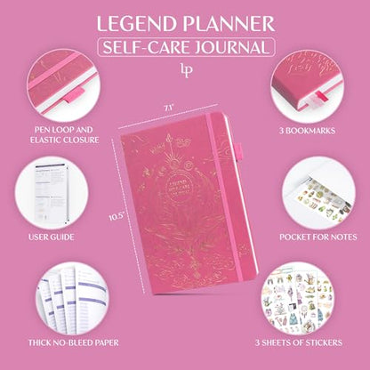 Legend Self-Care Journal – Guided Daily Reflection Notebook for Mental & Physical Health – Mood & Personal Development – 3-Month, 7x10” (Violet Blossom) - color: Violet Blossom - Gold foil