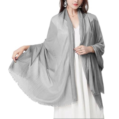Harewom Lightweight Gauze Linen Feeling Shawl Wraps for Women Beach Summer Scarf for Evening Wedding Dresses - color: Shawl Wraps - Light Gray