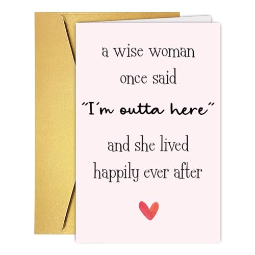 Funny New Job Congrats Card for Bestie Best Friend, Coworker Leaving Farewell Goodbye Goodluck Card for Her, Retirement Cards For Women Her - color: #4