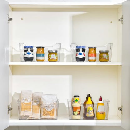Clear Plastic Storage Bins - 12 Pack Pantry Organizers and Storage,Large Clear Pantry Organizer Bins, Plastic Containers with Handle for Kitchen,Freezer,Cabinet,Closet,Bathroom Under Sink - size: Large