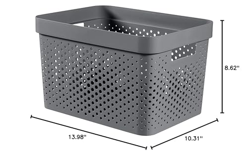 CURVER, Infinity Box 17 L, Recycled Plastic, Charcoal Grey, 35.5 x 26.2 x 21.9 cm - color: Anthracite Grey
