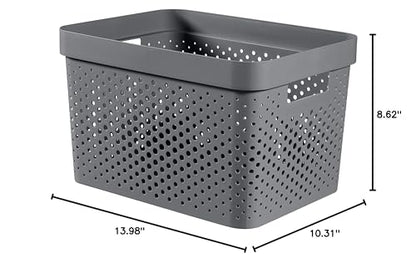 CURVER, Infinity Box 17 L, Recycled Plastic, Charcoal Grey, 35.5 x 26.2 x 21.9 cm - color: Anthracite Grey