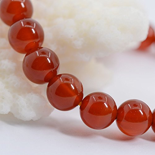 Justinstones Gem Semi Precious Gemstone 8mm Round Beads Stretch Bracelet 7 Inch Unisex - color: Red Agate