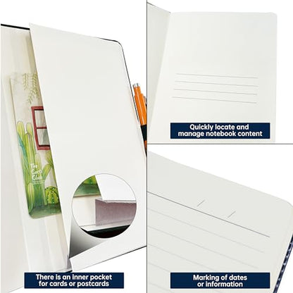 Notebook Journal for Women Men,256 Pages A5 Hardcover Leather Journaling Notebooks for Work,lined journal/notebook with 100Gsm Paper,Pen Holder and inner pocket 5.8"×8.4"(White)