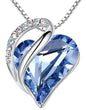 Leafael Gift Necklaces for Women, Infinity Love Birthstone Heart Crystal Pendant, Birthday Anniversary Jewelry for Wife, Mom, and Her, Silver Plated, 18" + 2" Adjustable Chain - color: 03-March & December-Light Sapphire Blue