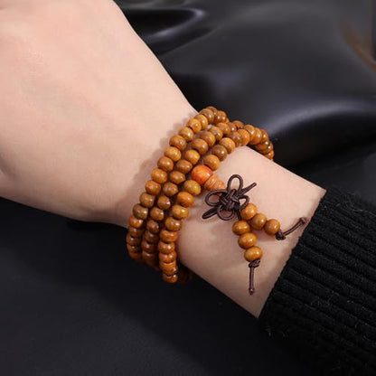 1PCS 6MM Bead Bracelets for Men and Women Unisex Mala Bracelet Beaded Tibetan Prayer Buddha Bead for Meditation - color: Orange