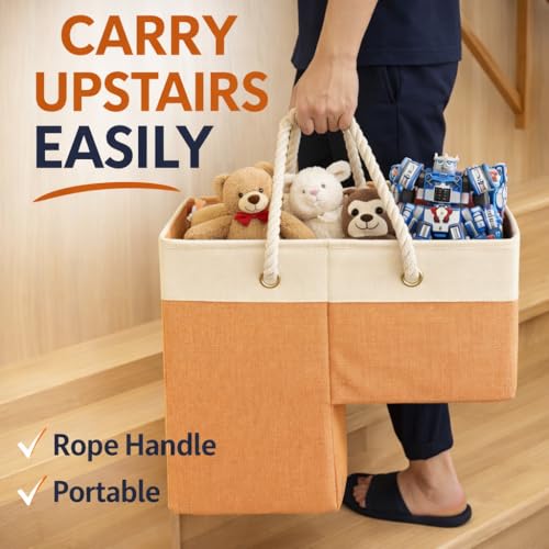 Stair basket,Foldable staircase baskets,Step stairs storage baskets with handle,1pcs apricot - color: apricot