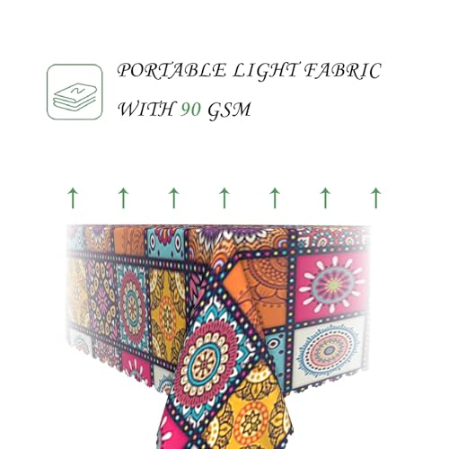 70x120 Inch Boho Mandala Rectangle Tablecloth Navajo Indian Ethnic Style Colorful Geometric Table Cloth Washable Durable Table Cover Kitchen Home Banquet Buffet Party Picnic Wedding Decor