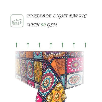 70x120 Inch Boho Mandala Rectangle Tablecloth Navajo Indian Ethnic Style Colorful Geometric Table Cloth Washable Durable Table Cover Kitchen Home Banquet Buffet Party Picnic Wedding Decor
