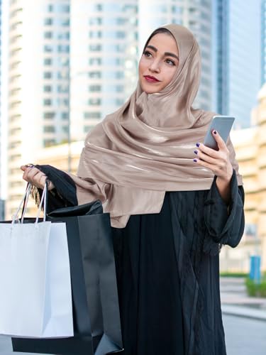 Geyoga Women's Scarf Shawls and Wraps for Evening Dress Fashion Scarf for Wedding Bridesmaid Ramadan Gifts - color: Khaki