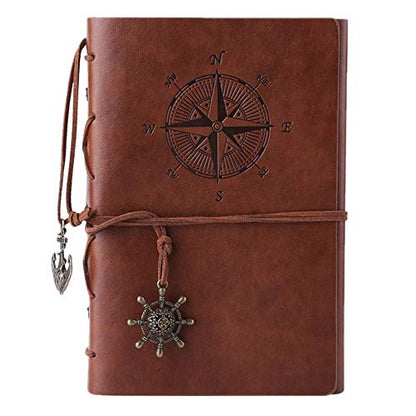 MALEDEN Refillable Spiral Daily Notepad Classic Embossed Travel Journal Diary - color: Brown
