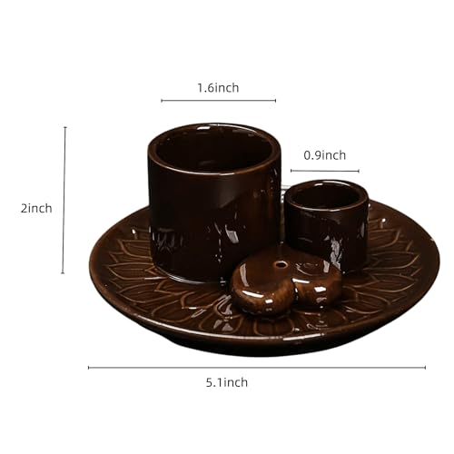 Multi-Use Meditation Tray, Ash Catcher Ceramic Incense Burner Holder for Palo Santo, Sage Sticks & Candles, Easy-Clean Design for Meditation Rooms, Yoga Studios & Home Altars (Black) - color: Black
