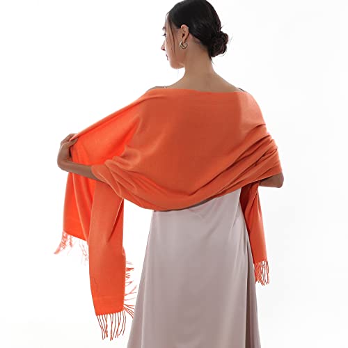 RIIQIICHY Winter Scarfs for Women Pashmina Shawls Wraps for Evening Dresses Large Warm Soft Scarves - color: Orange