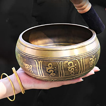 Copper Bowl Tibetan Singing Bowl Meditation Singing Bowl Tibetan Bowl Sound Therapy Bowl Buddha Sound Bowl Copper Chime Zen Ornament Bowl,12.5CM - size: 12.5CM