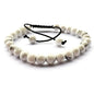 DOLON 6mm Round Stone Bead Braided Bracelet - color: White Turquoise Stone Bracelet