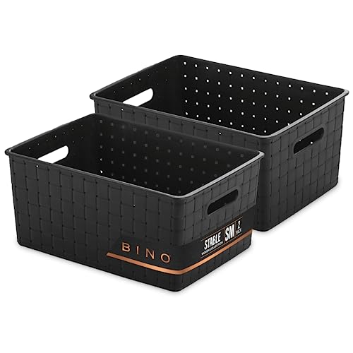 BINO Plastic Storage Baskets Small Black - Portable Rectangular Cabinet Organizer - color: Black, size: 2PK Small