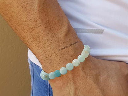 Amazing Gemstone Crystal Bracelet for Women Men's Gifts - Protection Healing Crystal Bracelet - 8mm Gemstone Beaded Stretchable Bracelet Pulseras Para Hombres Mujer Stocking Stuffers Mothers Day Gift (Amazonite) - color: Amazonite