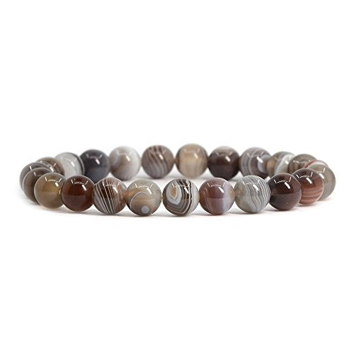 Justinstones Gem Semi Precious Gemstone 8mm Round Beads Stretch Bracelet 7 Inch Unisex - color: Botswana Agate
