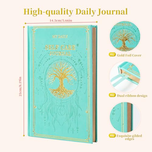 Self-Care Journal for More Happiness, Optimism, Affirmation & Reflection, Gratitude Journal with Guided Prompts, Inspirational Quotes, Mood Tracker, Undated Daily Journals for Women & Men (Green) - color: Green