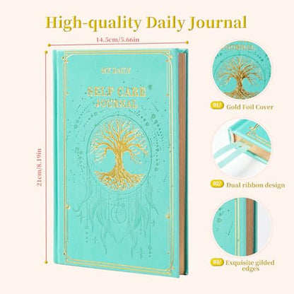 Self-Care Journal for More Happiness, Optimism, Affirmation & Reflection, Gratitude Journal with Guided Prompts, Inspirational Quotes, Mood Tracker, Undated Daily Journals for Women & Men (Green) - color: Green