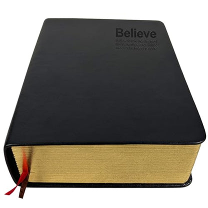 Thick Leather Journal Notebook Blank Premium Papers Writing Notebook with Golden Rim 440 Pages(220 Sheets) Travel Diary Ideal Gift for Anniversary Birthday Mothers Day (Black)